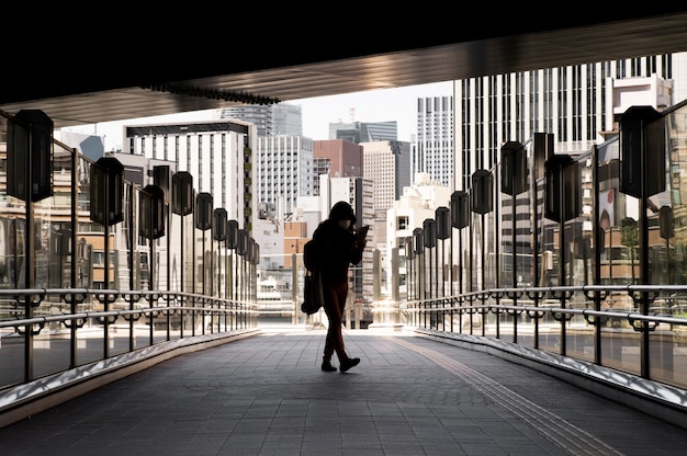 Silhouette of person in the city