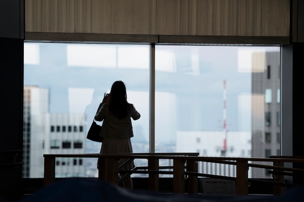 Silhouette of person in the city