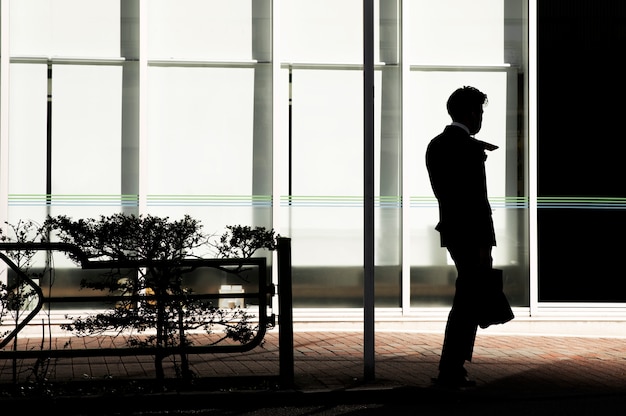 Silhouette of person in the city