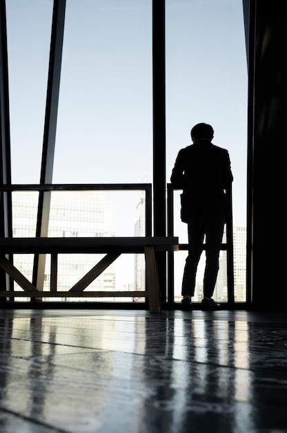 Free Photo silhouette of person in the city