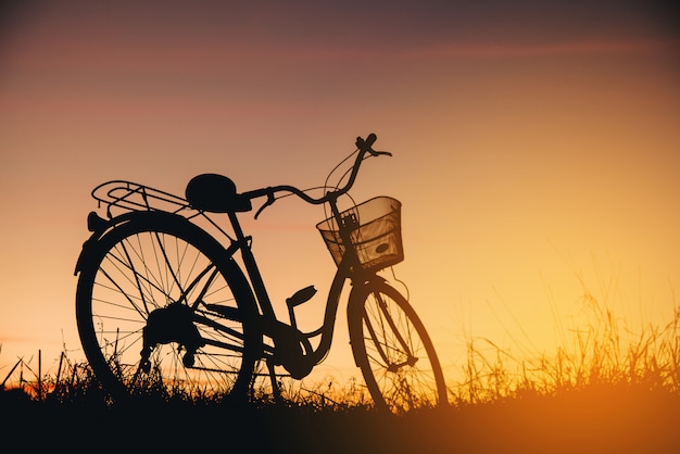 Silhouette of Vintage Bike at the sunset