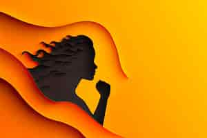 Free photo silhouette of a woman made with paper cut women39s day concept