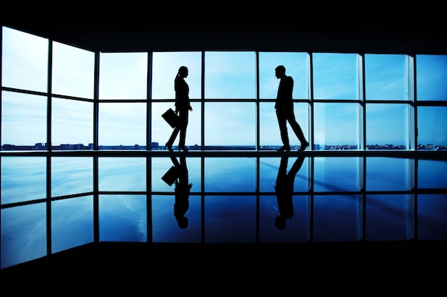 Silhouettes in a modern office