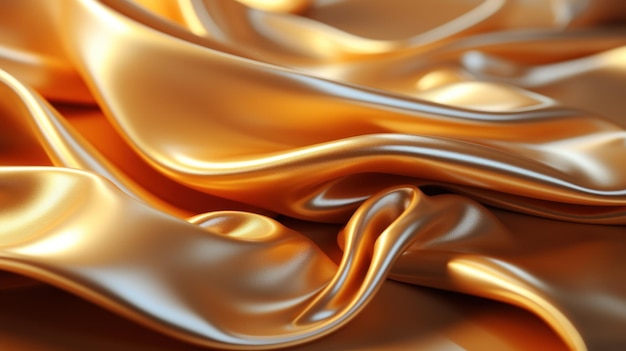 Free photo silky smooth golden fabric waves creating a luxurious texture