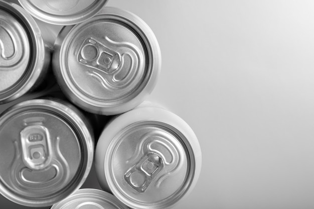 Free photo silver aesthetic wallpaper with cans