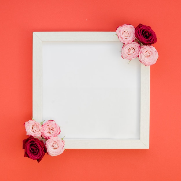 Simple frame with roses top view