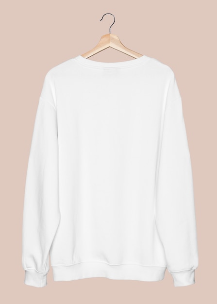 Free Photo simple white sweater unisex streetwear apparel