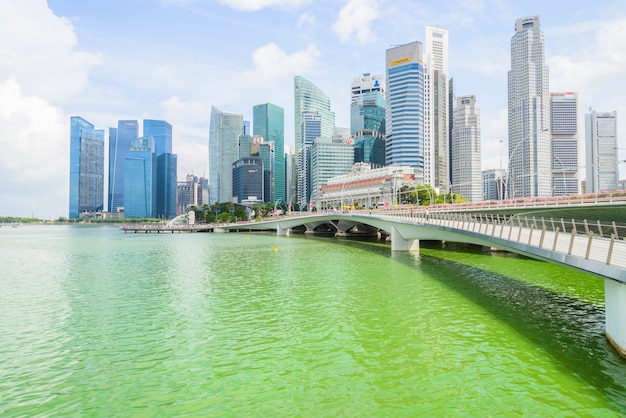 Free Photo singapore city, singapore - july 15, 2015: marina bay skyline the marina bay is a bay near central area in of singapore.