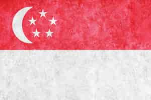 Free photo singapore metallic flag, textured flag, grunge flag