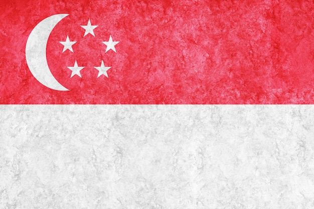 Singapore Metallic flag, Textured flag, grunge flag