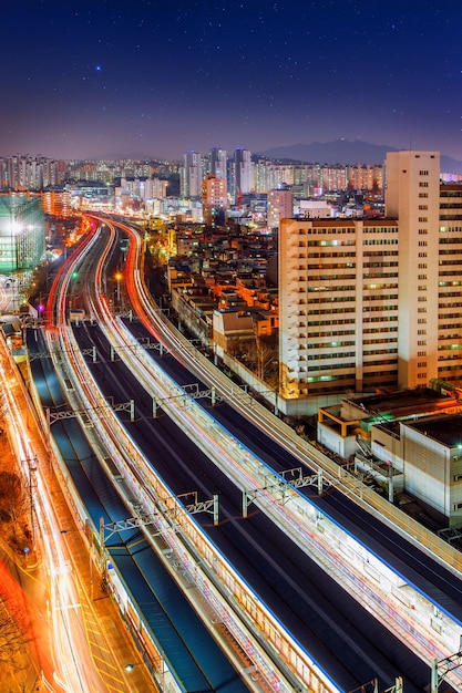 Singil District, Seoul, South Korea skyline at night.