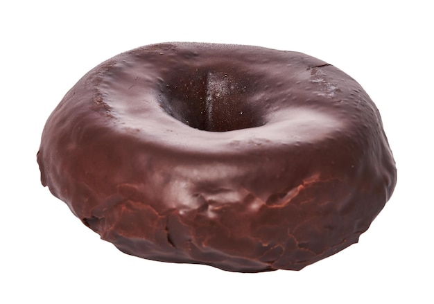 Free Photo single delicious chocolate doughnut isolated on a white background