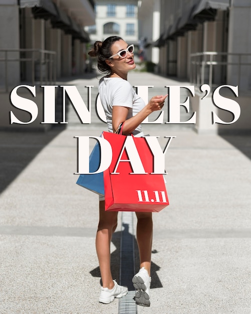 Free photo single's day banner design