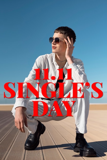 Free Photo single's day banner design