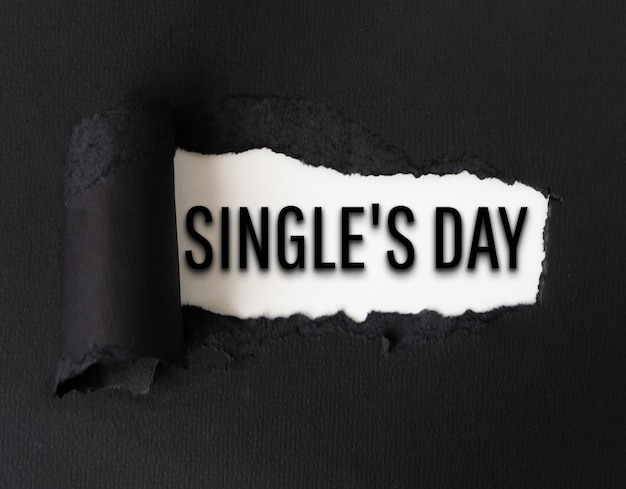 Single's day banner with dark paper