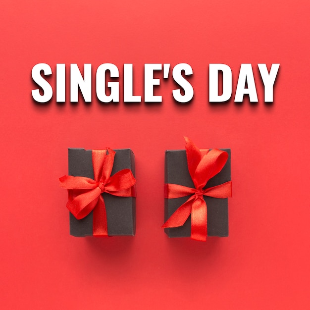 Single's day banner with gifts