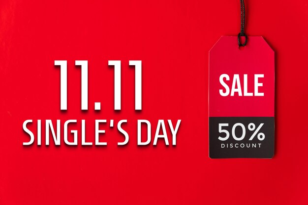 Single's day banner with label tag