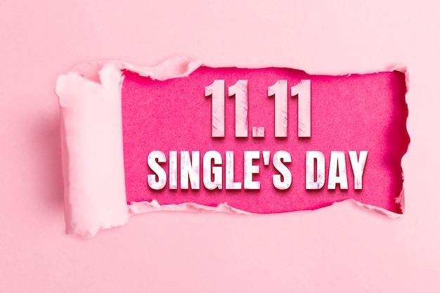 Single's day banner with pink background