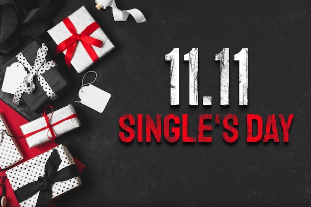 Free photo single's day banner with presents