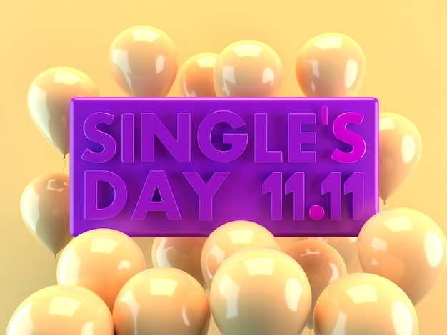 Free photo singles day celebration with yellow balloons