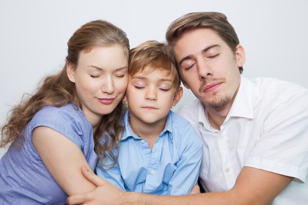 sitting casual family portrait elementary