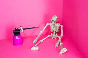 Free photo skeleton and gas torch