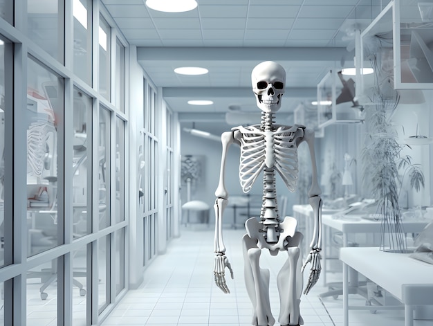 Free photo skeleton in laboratory