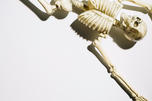 Free Photo skeleton lying on back with raised hands