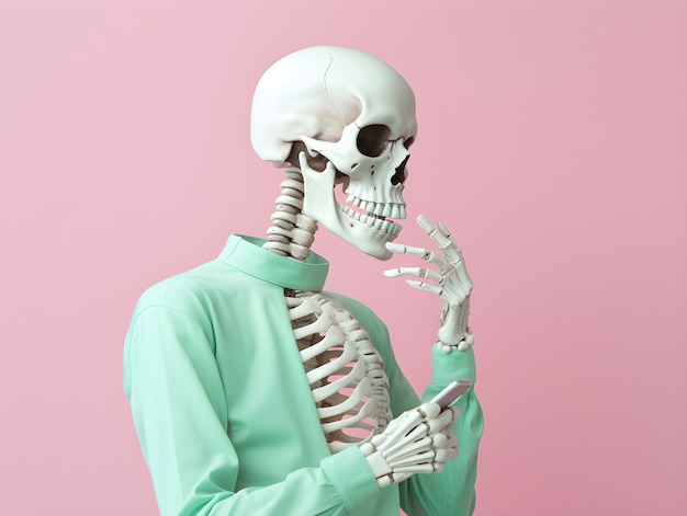 Free photo skeleton wearing sport outfit