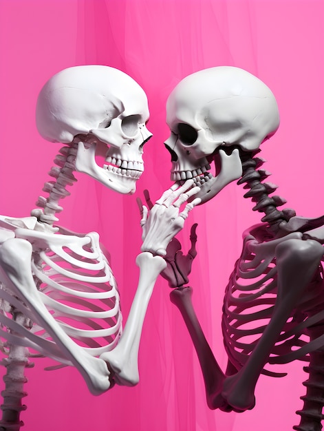 Skeletons couple having a date