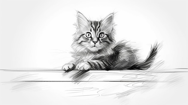 Free photo sketch drawing of a cat