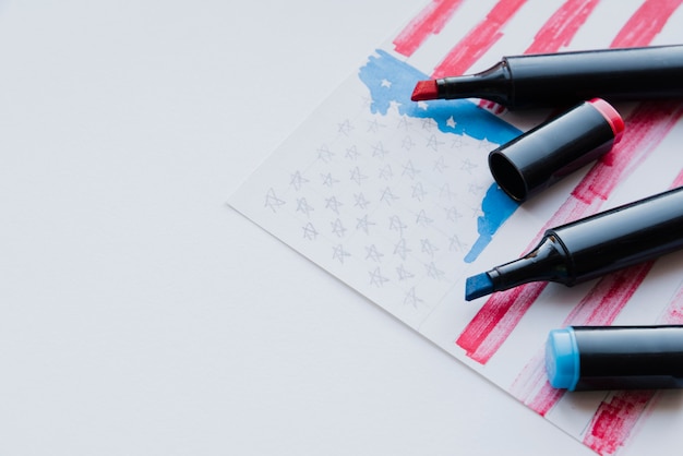 Free Photo sketching of american flag