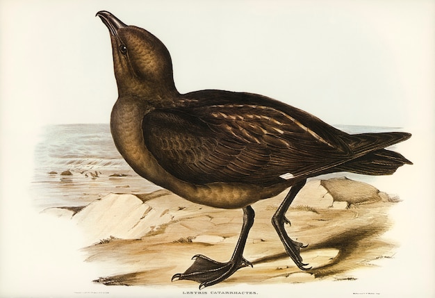 Free Photo skua gull (lestris catarractes) illustrated by elizabeth gould 