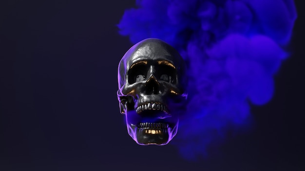 Skull with colorful smoke in studio