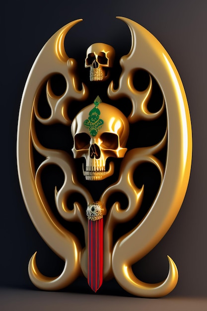 A skull with a flame design on it