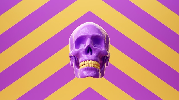 Free Photo skull with purple and yellow background