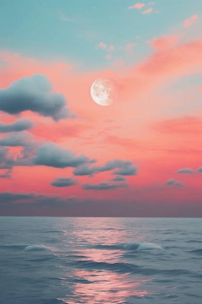 Free Photo sky landscape in digital art style with moon