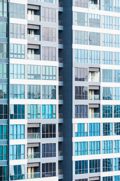 Skyscraper with windows and balconies