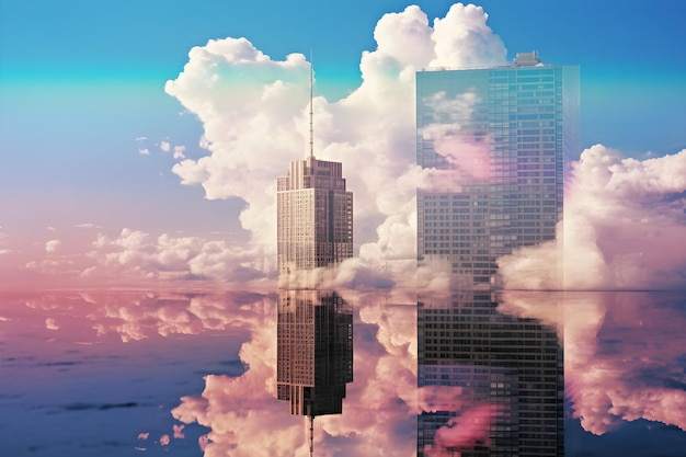 Free photo skyscrapers cloud architecture