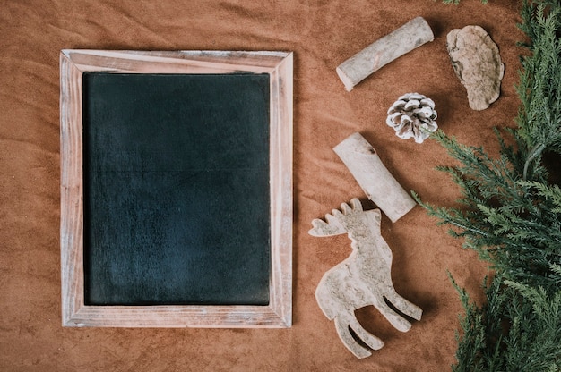 Free photo slate and christmas elements