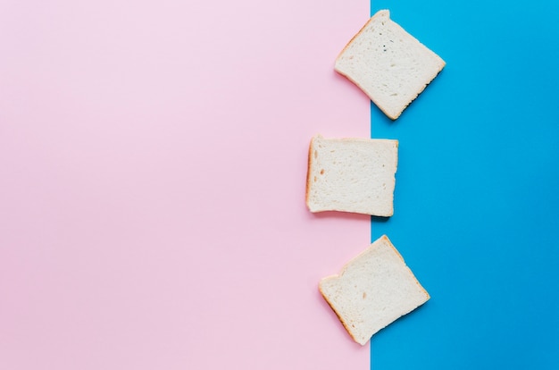 Slice of bread with color background