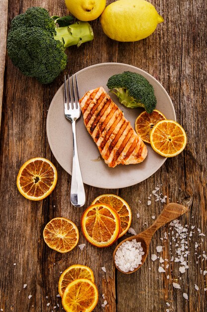 Slice of grilled salmon