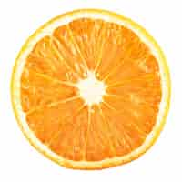 Free photo slice ripe orange citrus fruit isolated on white.