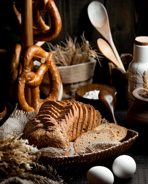 Sliced brown bread on the table