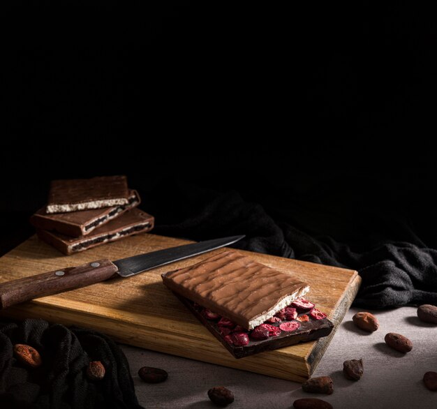 Sliced wafers on cutting board