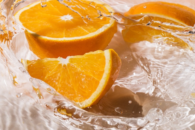 Slices of an orange in water