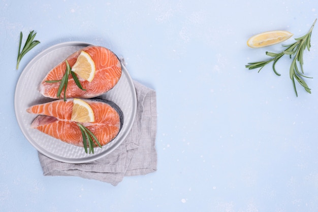 Free Photo slices of salmon copy space