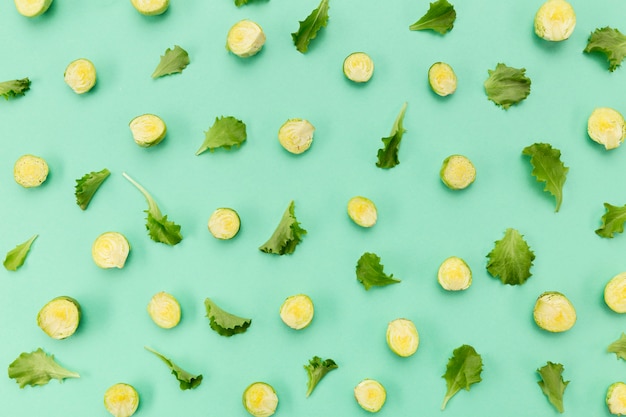 Slices of veggies and leaves