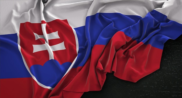 Free photo slovakia flag wrinkled on dark background 3d render