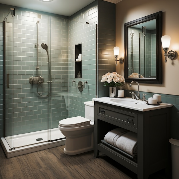 Free photo small bathroom decorated in modern style